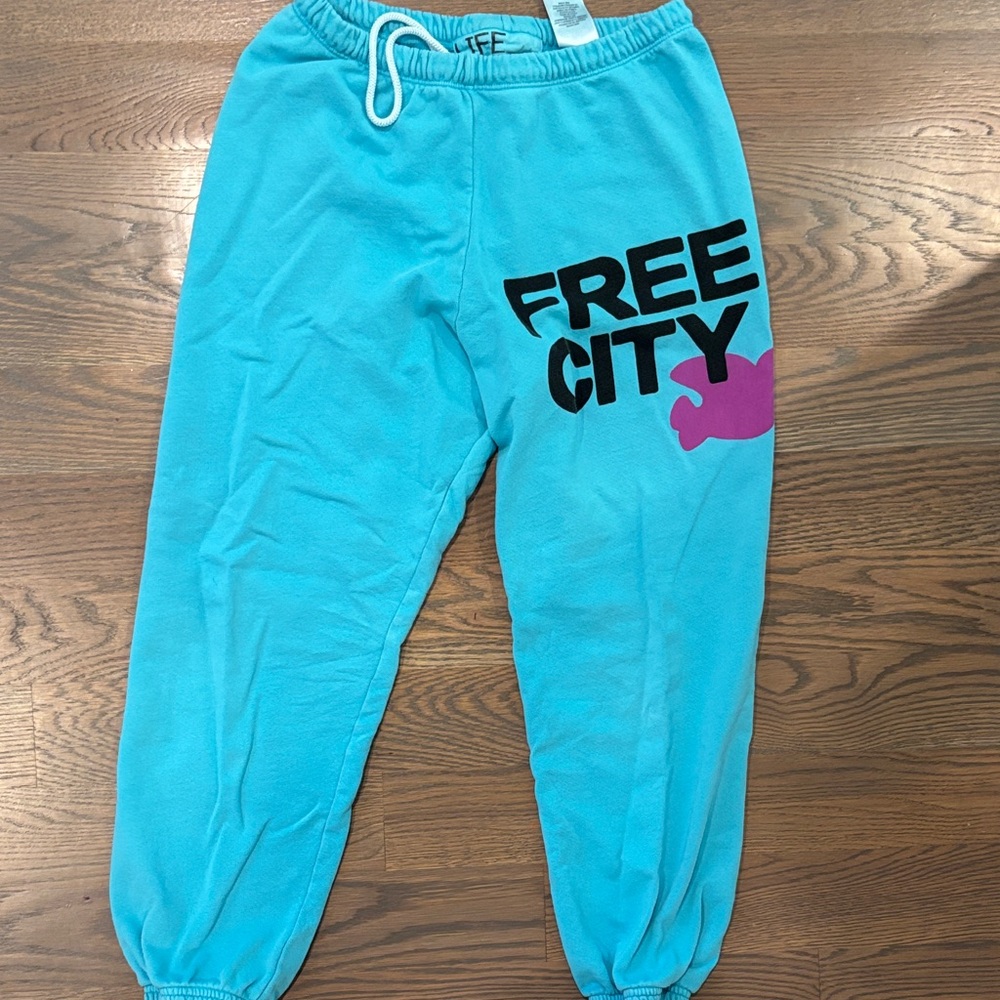 Freecity Blue Joggers with Purple Logo